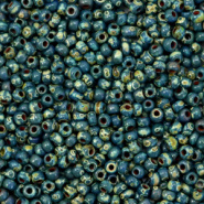 Miyuki rocailles groen teal donker picasso opaque 2 mm 5 gram