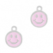 Bedel smiley roze licht zilver 15x12 mm DQ