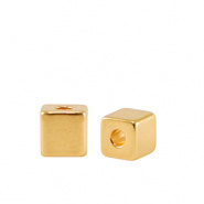 Metalen kraal goud cube 5 mm 5 stuks DQ