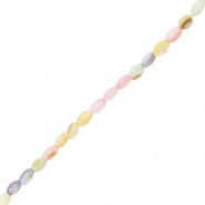 Schelp kraal multi color pastel ovaal 5 mm 28 stuks