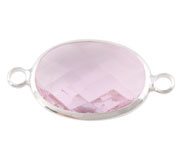 Crystal glas hanger roze licht silver plated connector