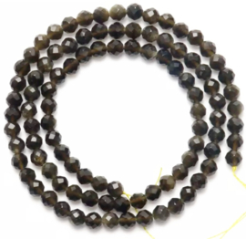 Natuursteen kraal Obsidiaan 3 mm facet