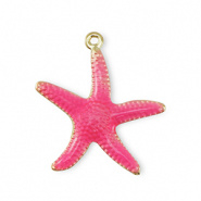Bedel zeester roze fuchsia goud RVS