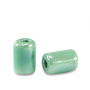 Keramiek kralen groen cabana 7x5 mm tube Grieks DQ