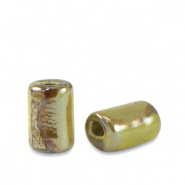 Keramiek kralen groen forest moss 7x5 mm tube Grieks DQ