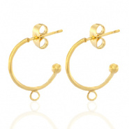 Oorbel goud 15x12 mm DQ 2 sets gold plated