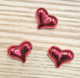Acryl kraal hart rood metallic