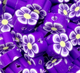 Polymeer kraal fimo bloem paars donker 10 mm