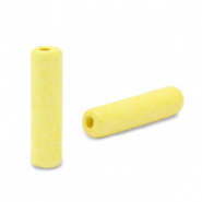 Keramiek kralen geel lemon 20x5 mm tube Grieks DQ