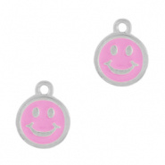 Bedel smiley roze magenta zilver 15x12 mm DQ