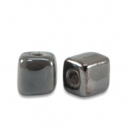 Keramiek kralen zwart anthracite 5 mm cube Grieks DQ