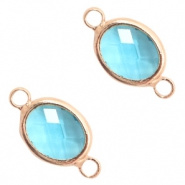 Crystal glas hanger blauw turquoise rosegold connector
