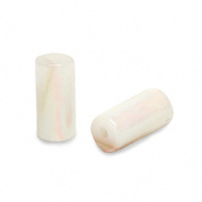 Schelp kraal wit cream tube 8x4 mm 10 stuks
