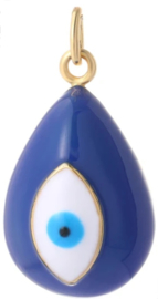 Bedel evil eye druppel blauw donker goud DQ