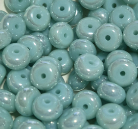 Glaskraal blauw aqua rondellen 8x4 mm 20 stuks