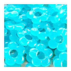 Acryl kraal bloem blauw neon 18 mm 4 stuks