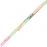 Schelp kraal multi color pastel tube 14x4 mm 10 stuks