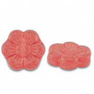 Czech kralen bloem rood transparant matt