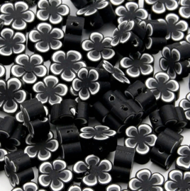 Polymeer kraal fimo bloem zwart 10 mm