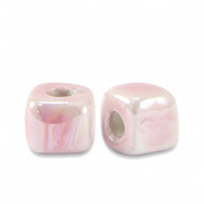 Keramiek kralen roze blossom 5 mm cube Grieks DQ