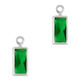 Crystal glas hanger groen rechthoek zilver