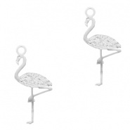 Bohemian hanger zilver 20x5 mm flamingo