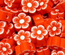 Polymeer kraal fimo bloem rood 10 mm