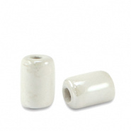 Keramiek kralen wit off white 7x5 mm tube Grieks DQ
