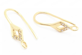 Oorbel goud ruit zircon