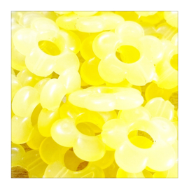 Acryl kraal bloem geel neon 18 mm 4 stuks