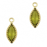 Crystal glas hanger groen olive ovaal goud