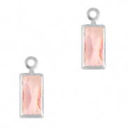 Crystal glas hanger roze licht rechthoek zilver