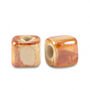 Keramiek kralen oranje autumn 5 mm cube Grieks DQ