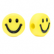 Acryl kraal smiley geel 7 mm