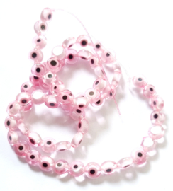 Evil eye kralen roze licht 6 mm glas 5 stuks