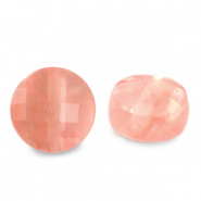 Natuursteen kraal roze 7 mm coin facet