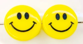 Acryl kraal smiley geel 8 mm 5 stuks