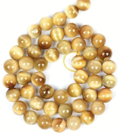 Natuursteen kraal Tijgeroog goud geel 8 mm 15 stuks