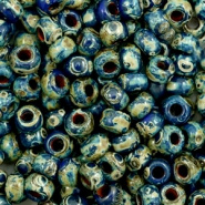 Miyuki rocailles blauw cobalt picasso opaque 4 mm 5 gram