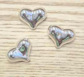 Acryl kraal hart zilver