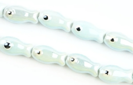 Keramiek kralen blauw ice vis