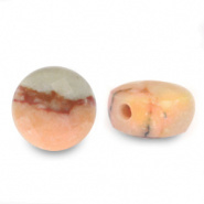 Natuursteen kraal roze perzik geel 5 mm coin facet
