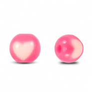 Acryl kraal rond hart wit roze neon