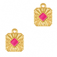 Bedel vierkant roze fuchsia goud DQ