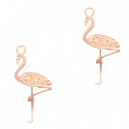 Bohemian hanger rosé gold 20x5 mm flamingo