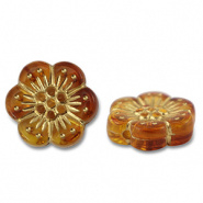 Acryl kraal bruin oranje goud 12x13 mm