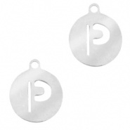 Bedel initial letter P zilver RVS