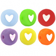Acryl kraal multi color summer hartje wit mix