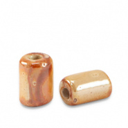 Keramiek kralen oranje autumn 7x5 mm tube Grieks DQ