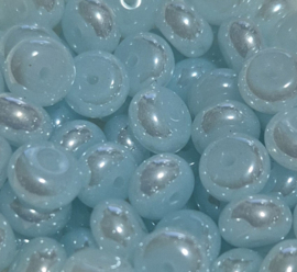 Glaskraal blauw ice rondellen 8x4 mm 20 stuks